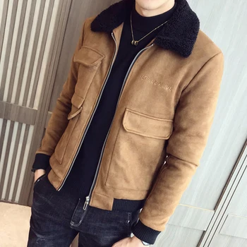 

2019 autumn coat men's Korean version of the trend suede handsome slim jacket embroidered men's casual clothes