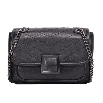 

Vintage Fashion Female Square Crossbody bag 2019 New Quality PU Leather Women's Designer Handbag Chain Shoulder Messenger Bag
