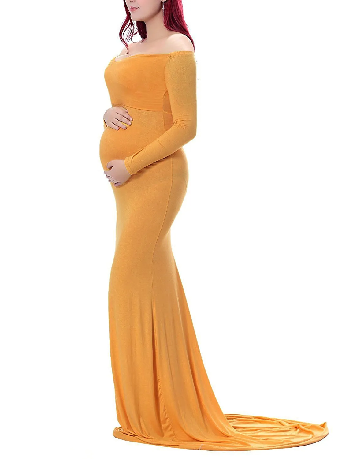

Maternity Gown For Photography Props Maternity Photography Props Pregnancy Clothes Maxi Long Sleeve Maternity Dress