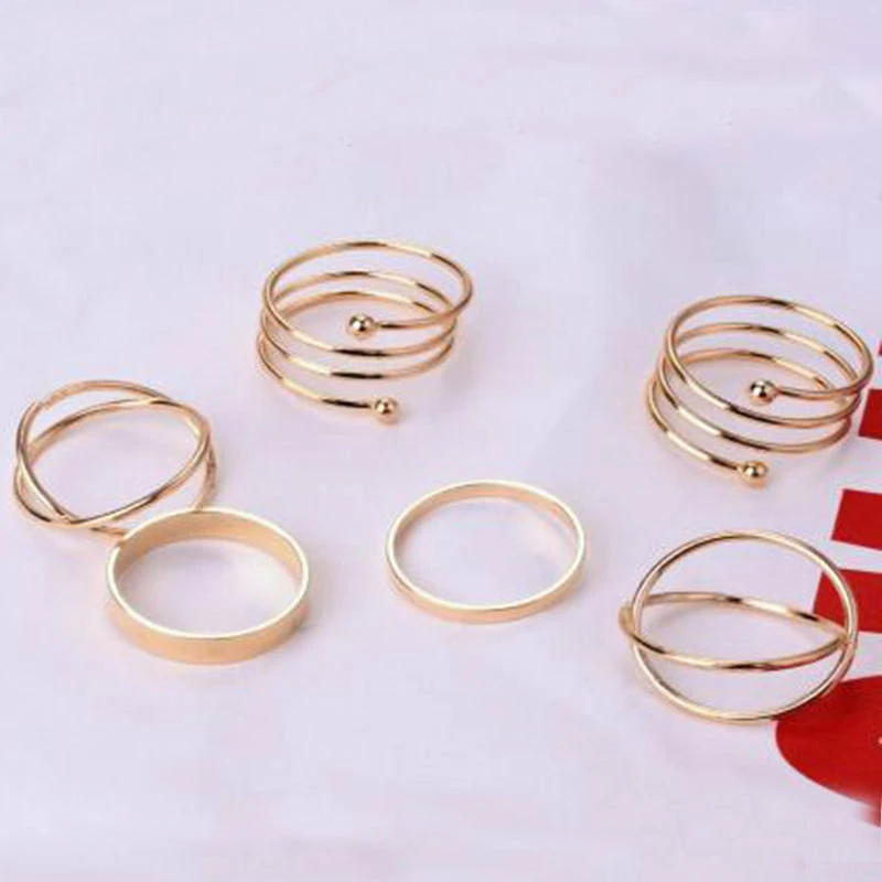 6 Pcs Rose Gold Adjustable Rings For Women Ladies Simple Engagement Ring Punk Ring Set Jewellery Women Opening Rings Female Gift 6 Pcs Rose Gold Adjustable Rings For Women Ladies Simple Engagement Ring Punk Ring Set Jewellery Women Opening Rings Female Gift