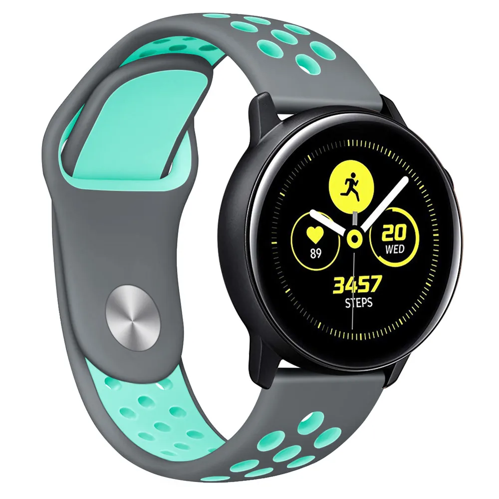 20 мм силиконовый ремешок для samsung Galaxy Active2 40 мм 44 мм Galaxy Watch 42 мм gear Sport S2 Active 2 ремешок с отверстиями браслет
