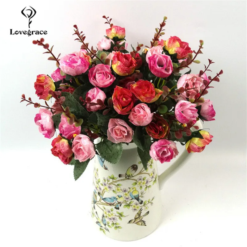 Искусственные цветы, 21 головка, яркие розы, букет, алмазная блестящая Роза, шелковые искусственные цветы, свадебные украшения для дома, искусственные цветы для свадьбы