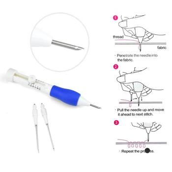 

Embroidery Pen Tools Stitching Hoop Punch Needles W/ 50 Embroidery Threads Pro