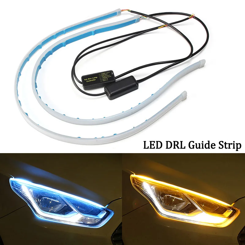 

2x For Audi A3 A4 A5 A6 Q3 Q5 Q7 B6 B7 B8 Led Strip Car Headlight Sticker Daytime Running Lights Dynamic Turn Signal light DRL