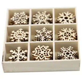 

72Pcs Wood Christmas Tree Ornament Hanging Pendant Snowflake Star Bell Decor Wooden Pendants Ornaments Xmas Party Decor