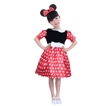 

Girls Christmas Minnie Dress Outfit And Headband Mickey Carnival Birthday Party Children Costume Dress Up Fancy Bow Dots Clothes
