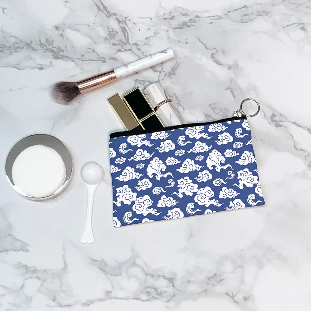 New Fashion Mini Canvas Coin Purse Ukiyoe Waves Portable Clutch Bag Party Cosmetic Bag Lipstick Daily Use Storage For Women