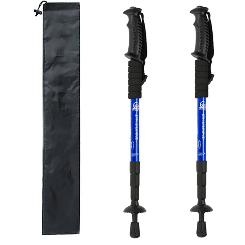 2 шт./лот, телескопические палки для скандинавских прогулок, анти-шок, треккинговые палки, регулируемые походные палки для альпинизма, скандинавские палки, резиновые наконечники - Цвет: Синий