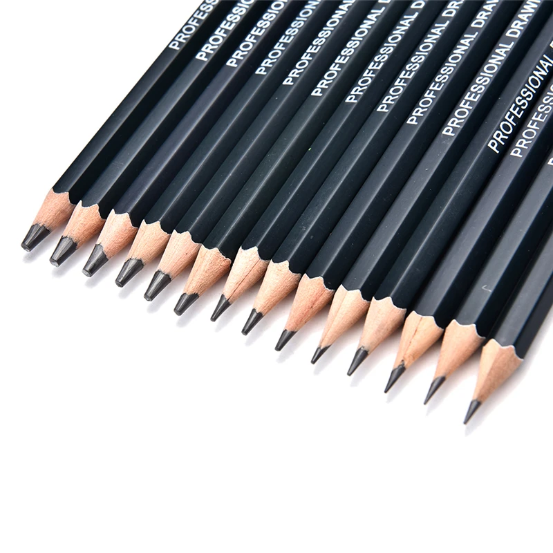 14 Pcs/set Professional Sketch and Drawing Writing Pencil Stationery Supplies 1B 2B 3B 4B 5B 6B 7B 8B 10B 12B 2H 4H 6H HB Pencil