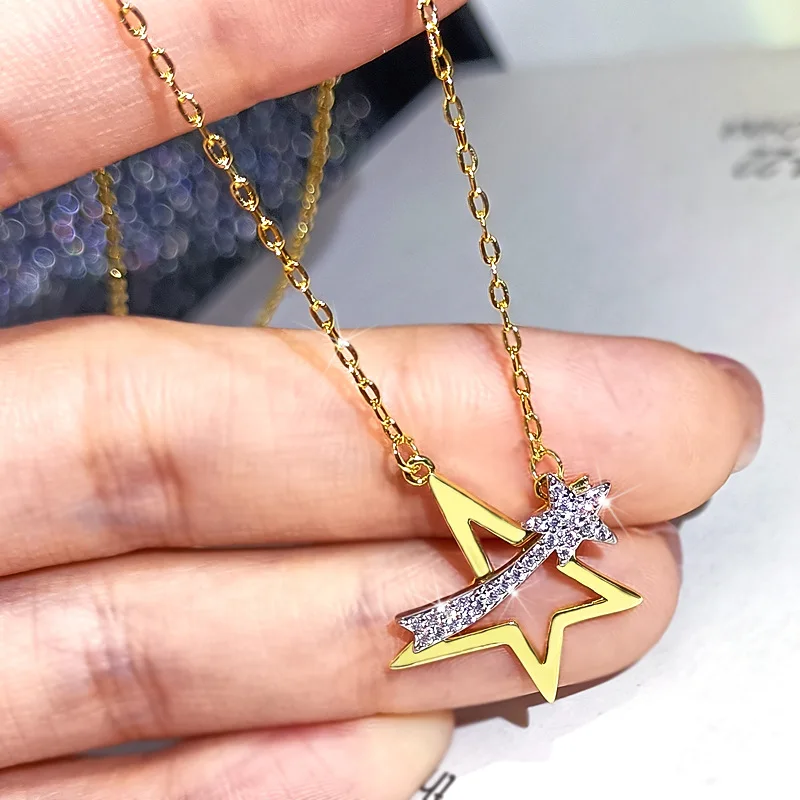 

NEW Romantic Five Pointed Star Pendant Necklaces S925 Silver Women Anniversary Valentine's Day Love Gift Fashion Jewelry