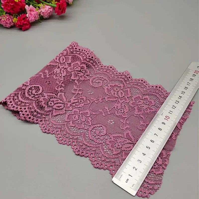 Lace Fabric 1Yard Flower Pattern 15CM Wide Elastic Lace Trim Ribbon Diy Craft Stretch