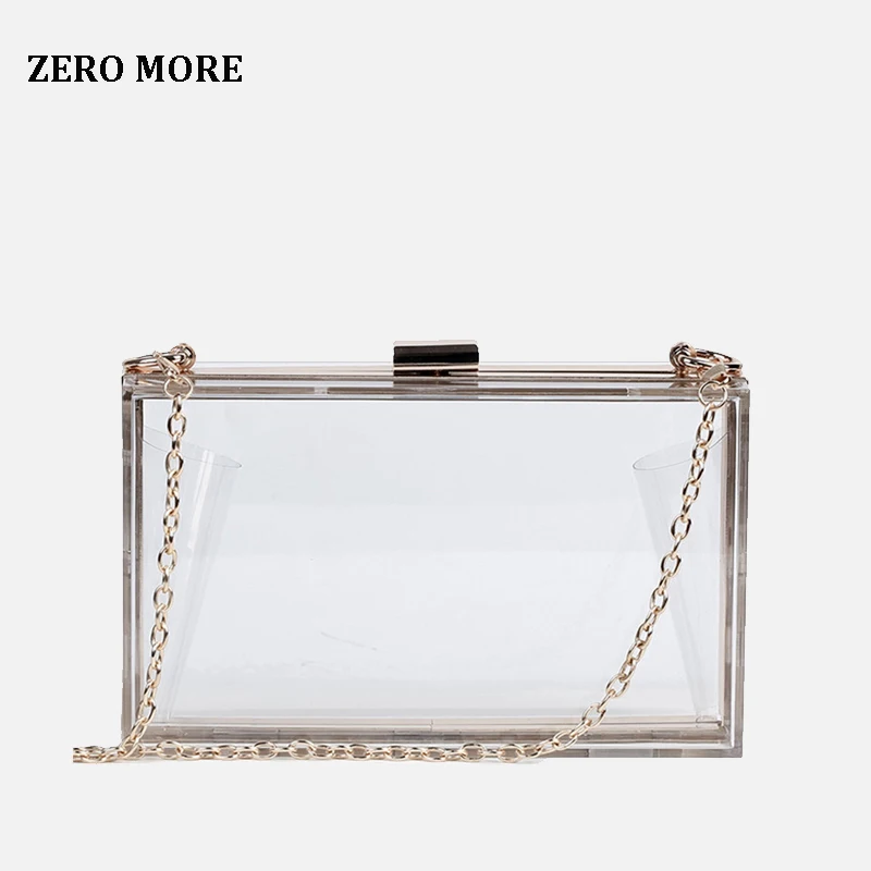 Акриловый прозрачный клатч для женщин сумочка высокого качества с цепочками