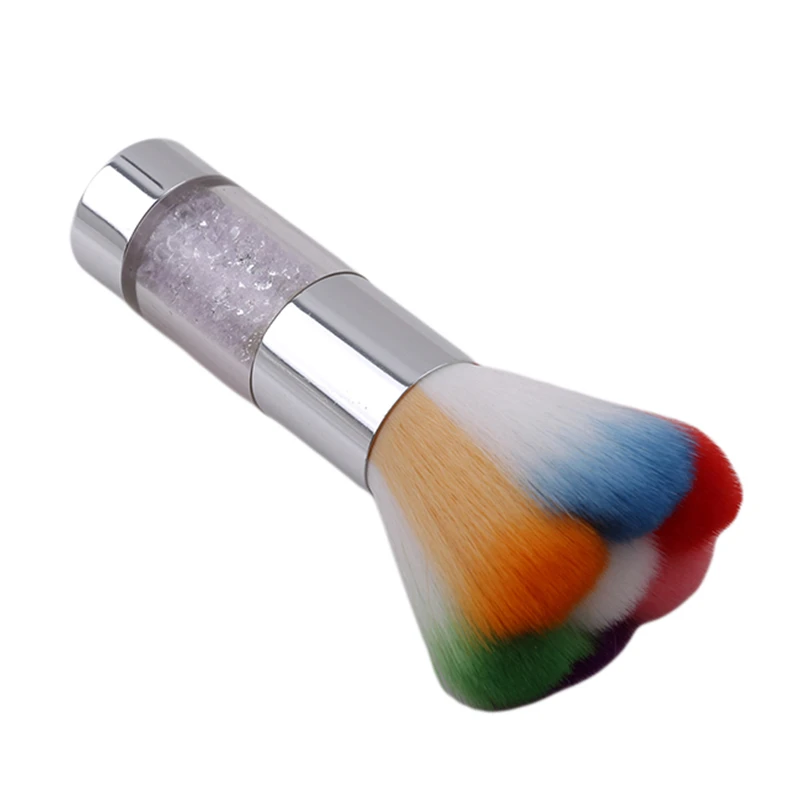 1PC Colorful Nail Dust Remove Brush Makeup Foundation Powder Removal Manicure Brush Fingernail Polish Pigment Brush - Цвет: Silver