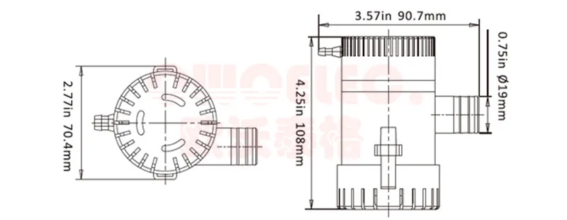 750GPH bilge pump.- drawing