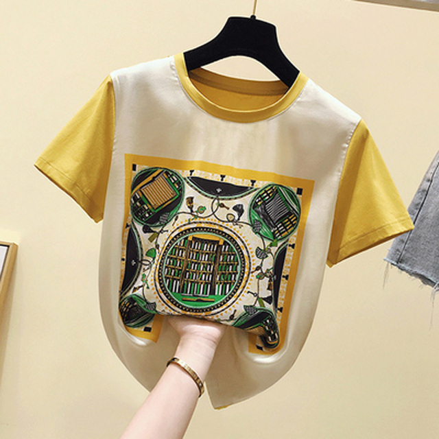 Size Women T-Shirt 2021 Summer New Short Sleeve Loose Casual Print Tops T-Shirt Fashion O-Neck Female T-Shirt LJ3077