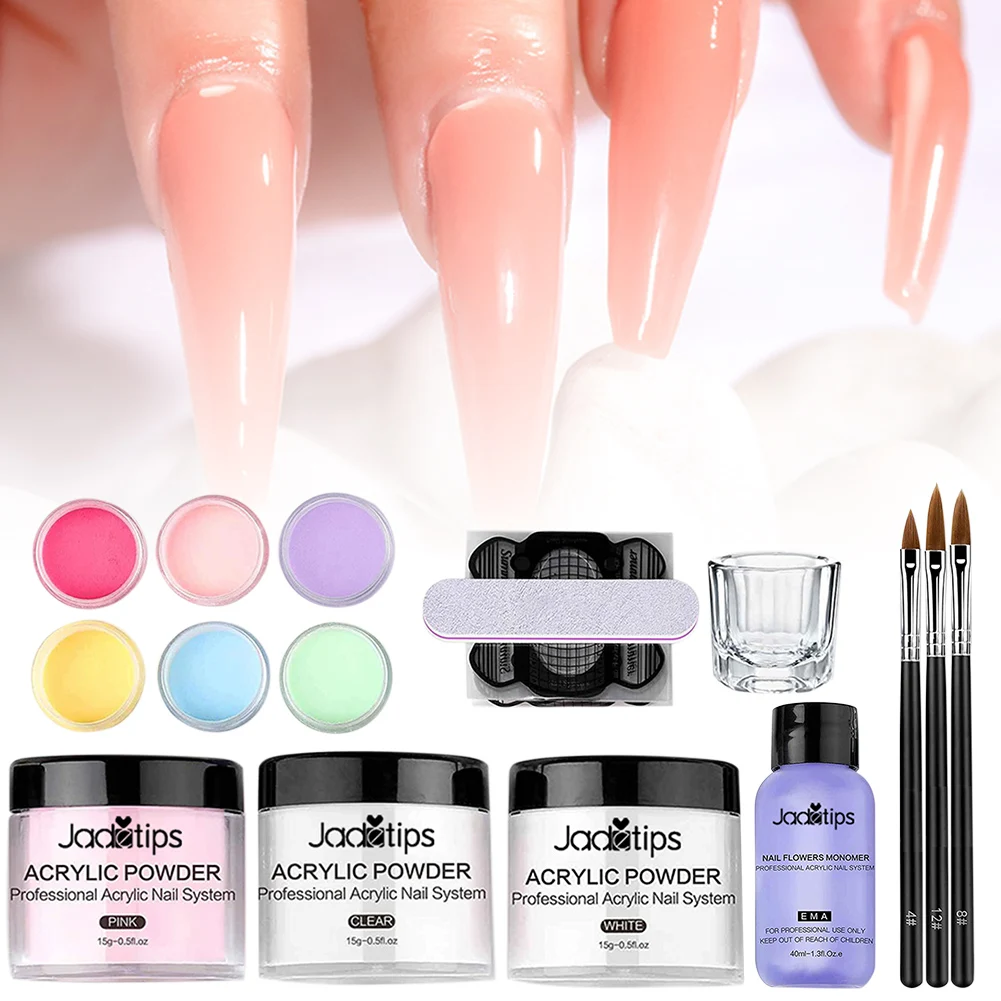 Acrylic Powder Nail Set Crystal kit Liquid with Brush Art Decoration Manicure Tools | Красота и здоровье