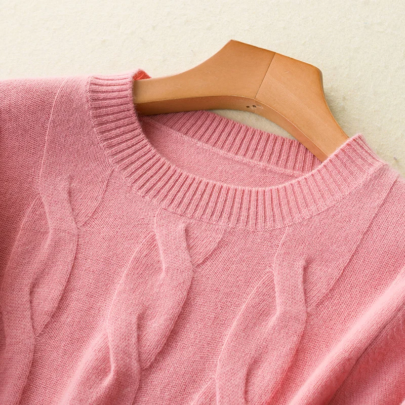 womens real wool sweater winter warm pullover female long sleeves round neck casual slim knitwear soft stretch jumper sweaters