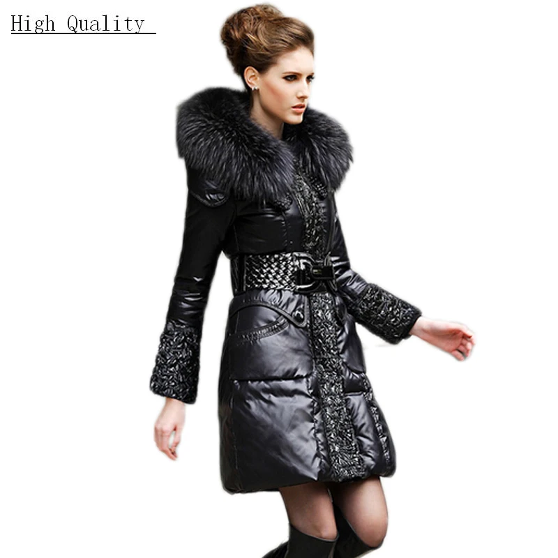 

European Brand Winter Coat Women Parka Duck Down Jacket Fashion Thicken Long Real Fur Luxury Women's Parkas Plus Size 5XL