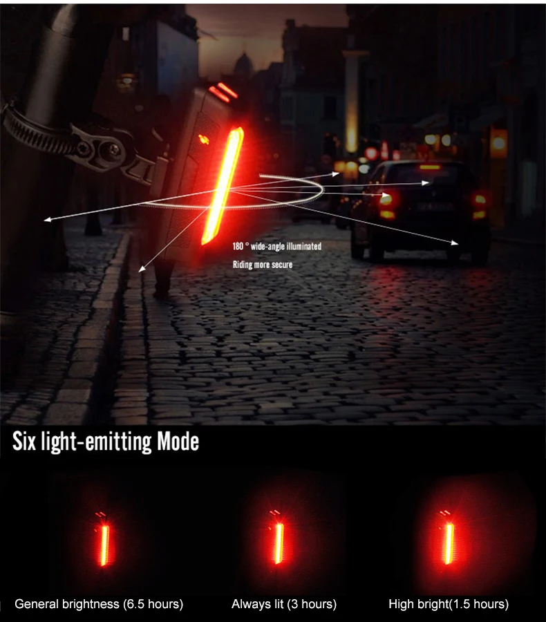 EasyDo Waterproof Bike Rear Light 6 Modes Bicycle LED Lamp USB Rechargeable Laser Taillight Night Warning Cycling Seatpost Light