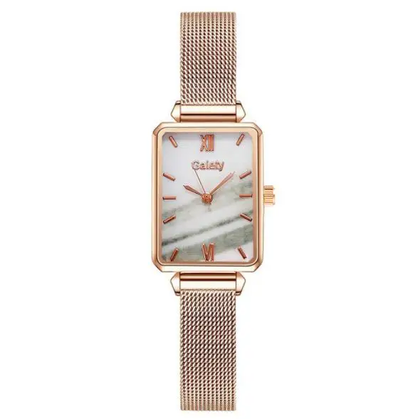 Ladies Quartz Watch 2021 Simple Fashion Luxury Rose Gold Stainless Steel Mesh Band Bracelet Set Qt83 1pc Mesh Watch