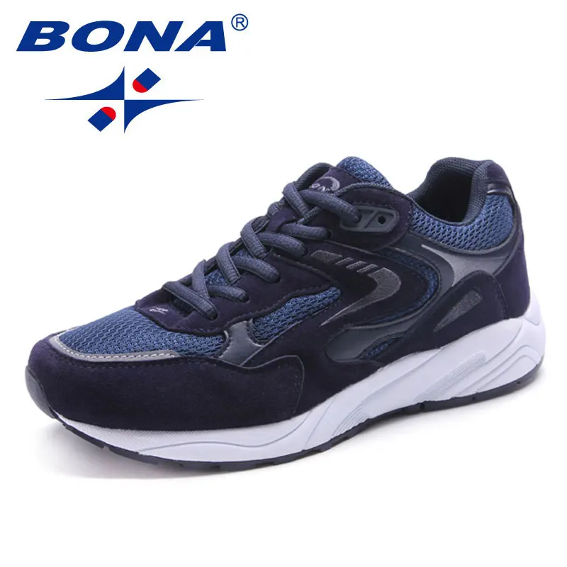 DEEP BLUE BONA/женская модная спортивная обувь с низким верхом; дышащие уличные кроссовки для фитнеса; Брендовые женские удобные кроссовки на шнуровке - Цвет: DEEP BLUE