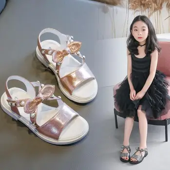 

Hot Kids Baby Little Girls Summer Pearl Sandals For Children Princess Dress Shoes Beach Toddler Sandals 1-6 Year