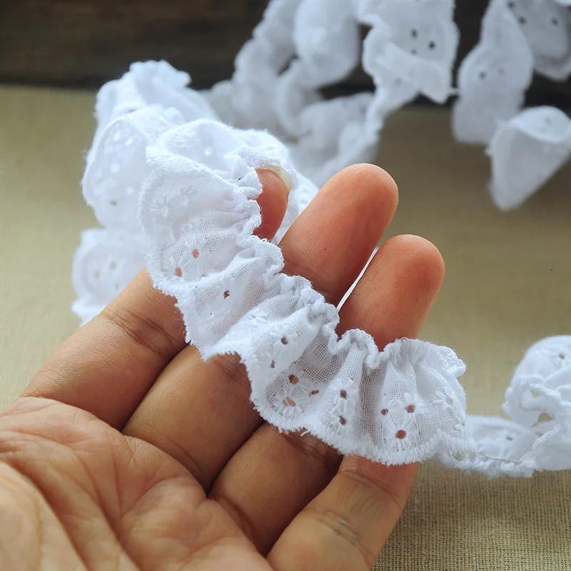 2CM Wide Cotton Embroidered Elastic Lace Cord For Clothing DIY