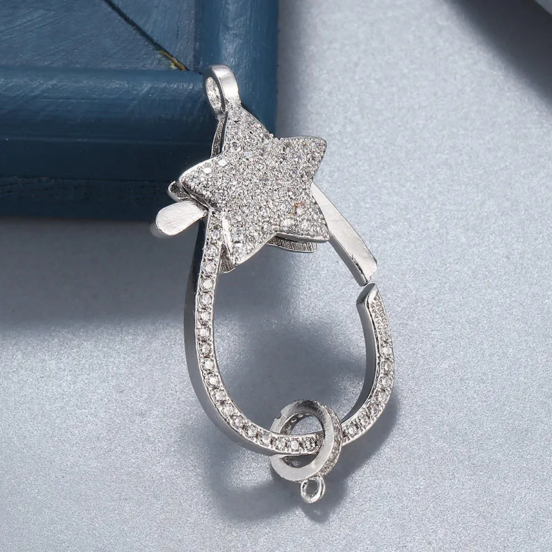 DIY Five-angle Star Clasps Hooks Copper Micro Pave CZ Crown Jewelry Making Supplies For Bracelet Necklace Handmade |