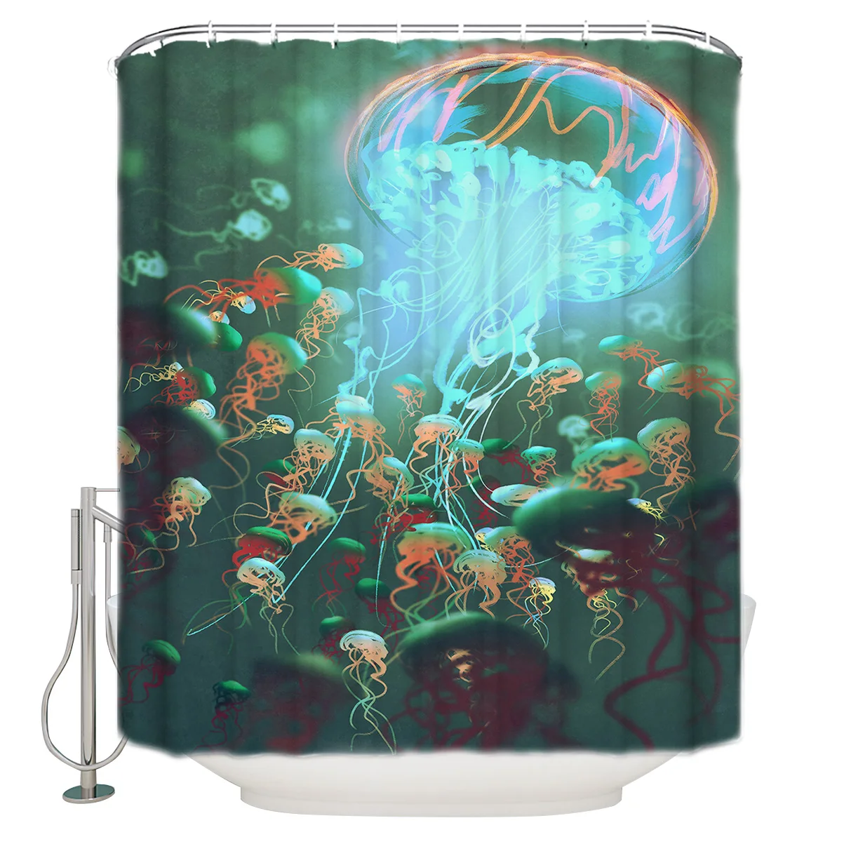 Jellyfish King светящаяся Медуза, занавеска для душа, водонепроницаемая занавеска для ванной из полиэстера, занавеска для ванной, домашний декор, 12 крючков