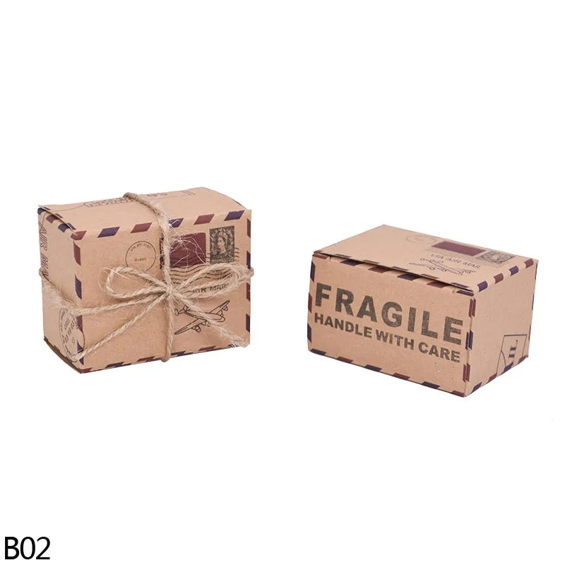 B02 square box 10/20/30 шт воздушных Форма крафт Бумага конфетная коробка тема для путешествий, для конфет коробки самолет Подарочная коробка для Одежда для свадьбы, дня рождения пользу Коробки - Цвет: B02 square box
