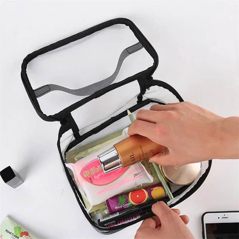 Waterproof Transparent PVC Bath Cosmetic Bag Women Make Up Case Travel Zipper Makeup Beauty Wash Organizer Toiletry Storage Kit Cosmetic Bag
