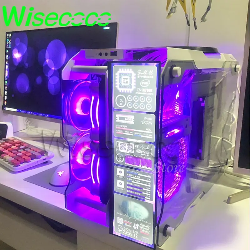 Wisecoco 12.6 palec hyte y60 ploše vedlejší monitor IPS DIY soupravy NV126B5M-N41 1920*515 teplota AIDA64 monitoring CPU GPU