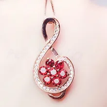 Натуральный подлинный гранат цветок стиль ожерелье кулон 925 стерлингового серебра ювелирные украшения 0.15ct* 7 шт драгоценные камни# R99112
