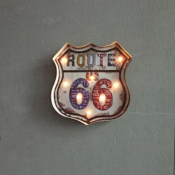 

Led Route 66 Metal Sign Cafe Pub Bar Public Decor Shiny LED Route66 Signboard Art Wall Decor Hanging Light Metal Poster Plaques