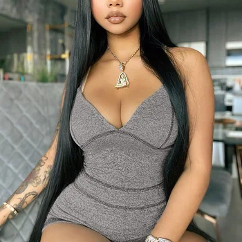 

2020 New Women Sexy Sleeveless V-neck Romper Lasies Sexy Skinny Jumpsuit Summer Fashion Solid Color Jumpsuit for Ladies