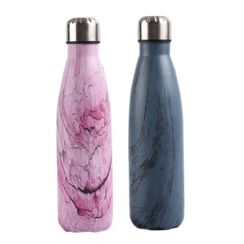 

2 Pcs Double Walled Vacuum Flask Insulated Stainless Steel Water Bottle Leak Proof Cola Shape Portable Water Bottle 500Ml, Pink