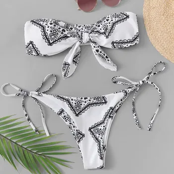 

bikinis 2019 mujer Women Vintage Print Bikini Set Switmsui monokini swimming suit for women swimming suit for women biquinis