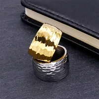 Gold Color Titanium Wave Ring for Women Highly Polished Stainless Steel Shiny 10mm Wide Ring 2