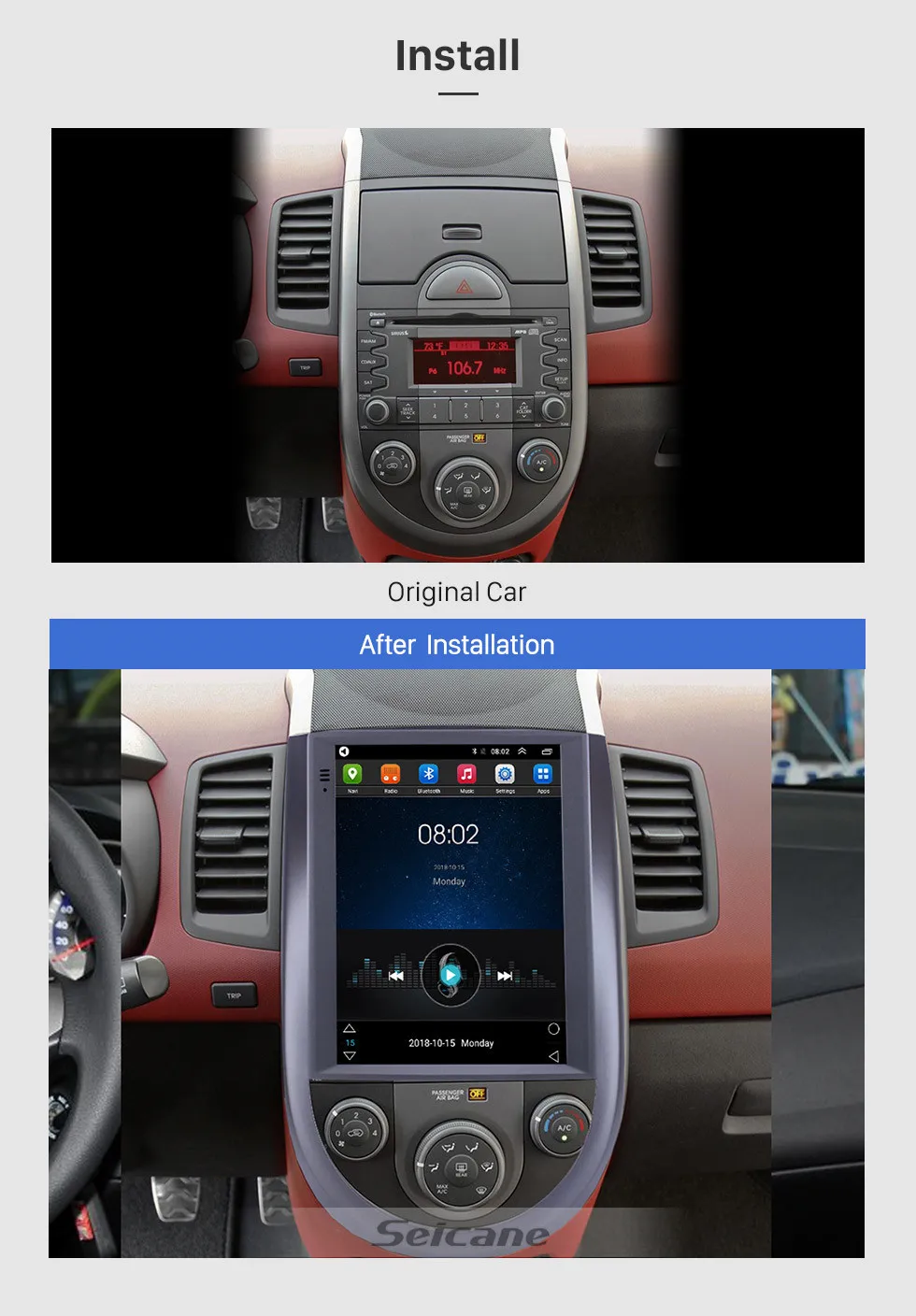 Excellent Seicane Car Android 9.1 GPS 2Din Navi HD 9.7" Multimedia Player For Kia Soul 2015 Support Wifi FM DVR Steering Wheel Control 3