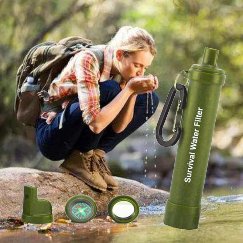 Outdoor Water Purifier Camping Hiking Emergency Life Survival Portable Personal Purifier Water Filter Straw Multifunction tools