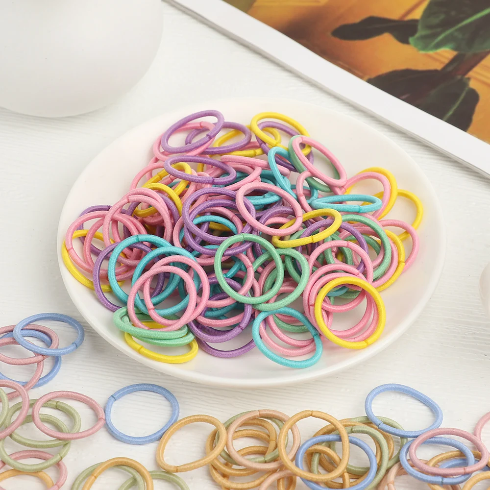 baby accessories basket 100Pcs/pack Colorful Mini Hair Ropes Cute Small Girl Ponytail Hair Holder Elastic Hair Ties Rubber Bands Kids Hair Accessories crochet baby accessories