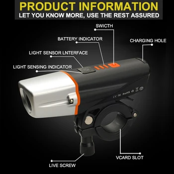 

2020 Bike 6 Modes LED Bicycle Front Light USB Rechargeable Headlight Cycling Torch Intelligent Sensing Auto Start/Stop Bike Lamp