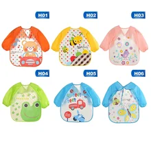 Новинка, принт с героями мультфильмов для детей ясельного возраста, защитная одежда платье рисунок водонепроницаемые детские нагрудники передник с длинными рукавами кормления детский Слюнявчик