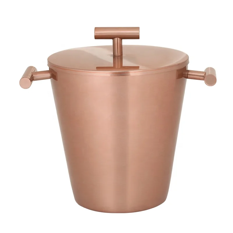 Large capacity 3L copper vintage hammered beer cool ice bucket with lid