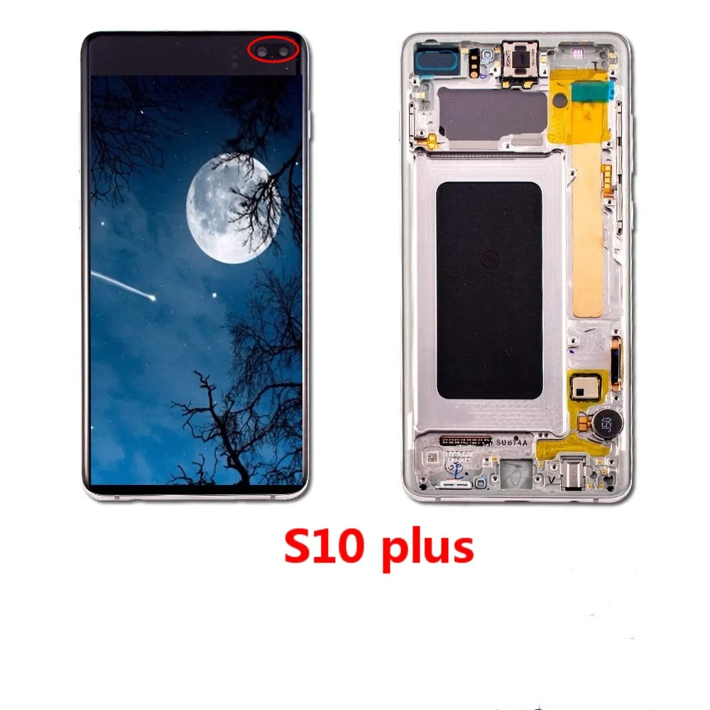 

Super OLED LCD For SAMSUNG S10 G973 G973F S10 Plus G975 G975F With Frame LCD Display and Touch Screen Digitizer Assembly Screen