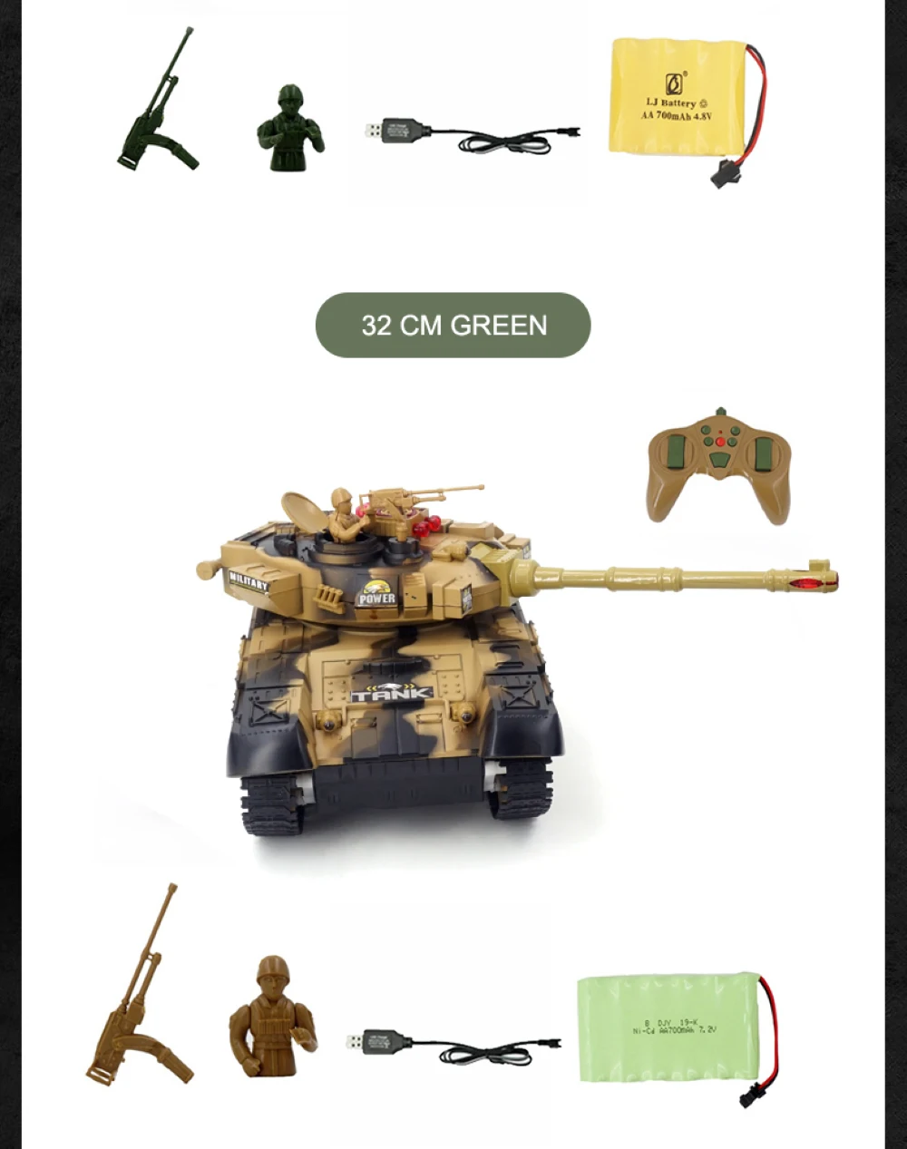 33CM Super RC tank launch cross-country tracked remote control vehicle charger battle boy toys for boys kids children Gift