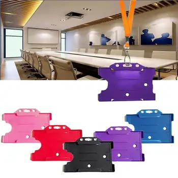 

Badge Card Case Holder with J Clip Lanyard Plastic Case Cover PP Strap Durable Holder Accessories
