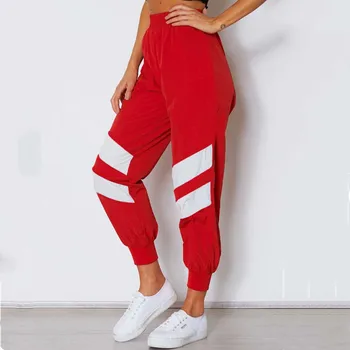 

Hirigin Spring Sport Cargo Striped Pants Plus Size Women High Waist Streetwear Cool Girl Harajuku Hip Hop Harem Sport Pants