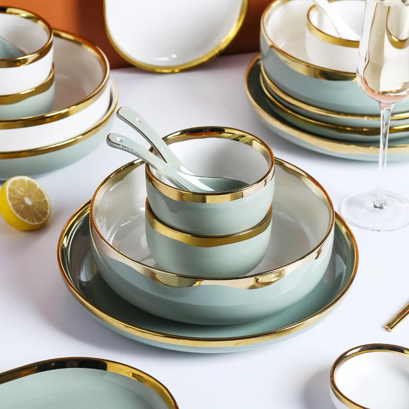 Ceramic Gold Plate Dinnerware Set - Image 5
