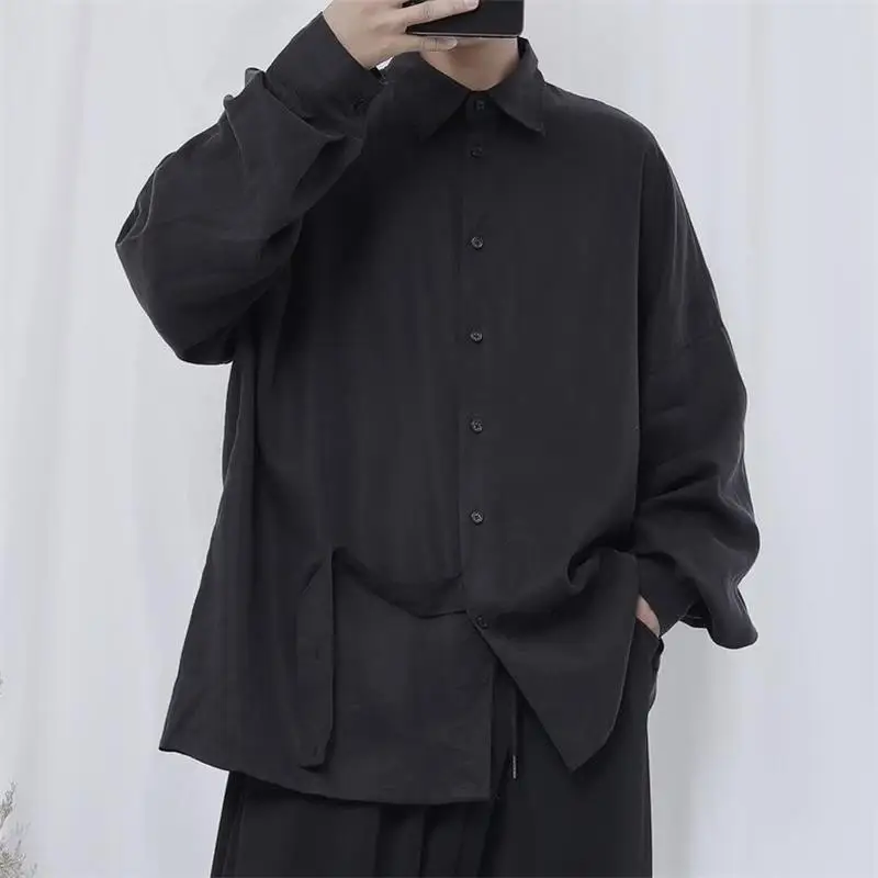 Men's Long-Sleeve Shirt Spring And Autumn New Korean Version Of The Niche Design Trend Of Youth Leisure Loose Large Size Shirt